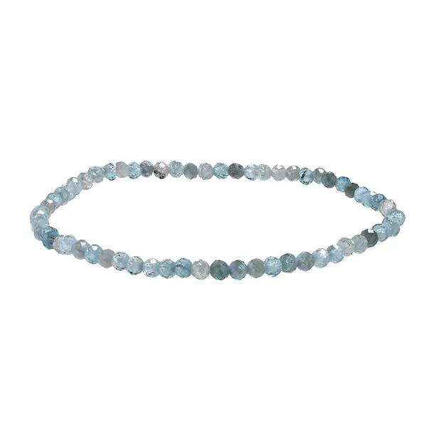 Bracelet, Zircon (blue, heated), 03mm beads, faceted | Marco Schreier