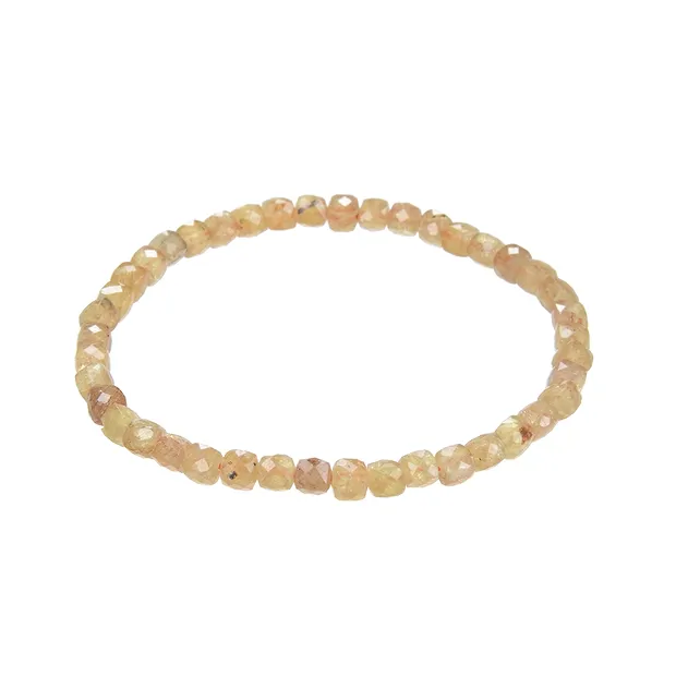 Bracelet, Apatit (yellow), 04mm cube, faceted | wholesaler gems & healing stones