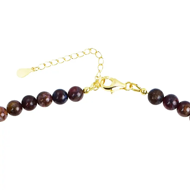 Kette Pietersit, Kugeln (6mm), rhodiniert | GH Edelsteine, Heilsteine & Schmuck