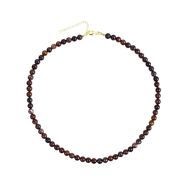 Collana di pietersite, perline (6 mm), rodiato, catena di estensione | Marco Schreier