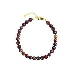 0656864060 Bracelet Piétersite or, boules en perles rondes de 06mm, Chaîne d'extension, doré | Marco Schreier