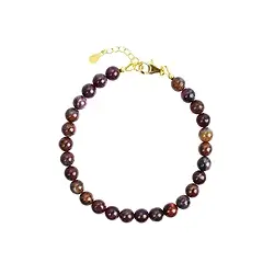 0656864060 Bracelet Piétersite or, boules en perles rondes de 06mm, Chaîne d'extension, doré | Marco Schreier