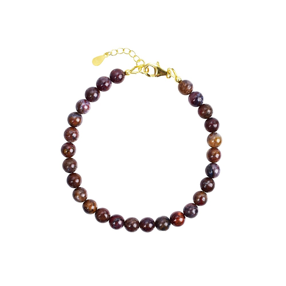 Pulsera Pietersita Oro, 06mm cuentas, cadena de extensión, chapado en oro | Marco Schreier