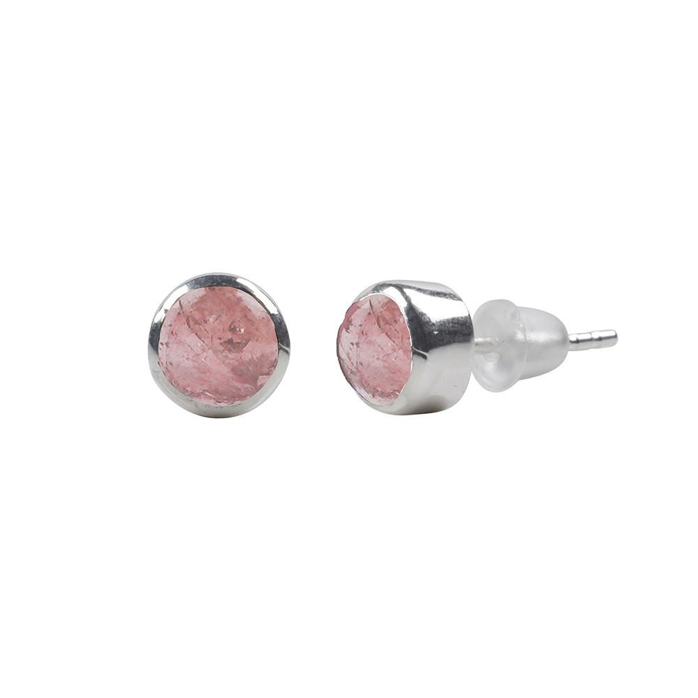 Earstuds tourmaline (pink) round (4mm), 0.6cm | wholesaler gems & healing stones