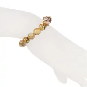 Bracelet, evening red rhyolite, 10mm beads, 19cm | Marco Schreier