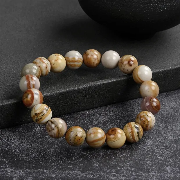 Armband, Abendrot-Rhyolith, 10mm Kugeln, 19cm | Edelsteine, Heilsteine & Schmuck