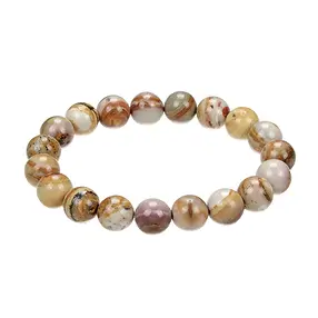 Bracelet, evening red rhyolite, 10mm beads, 19cm | Marco Schreier