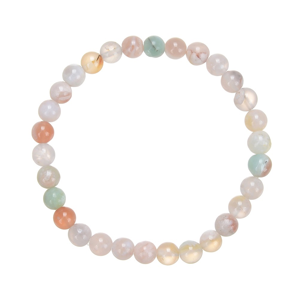 Bracelet, Agate fleur de cerisier, 06mm perles rondes | Marco Schreier