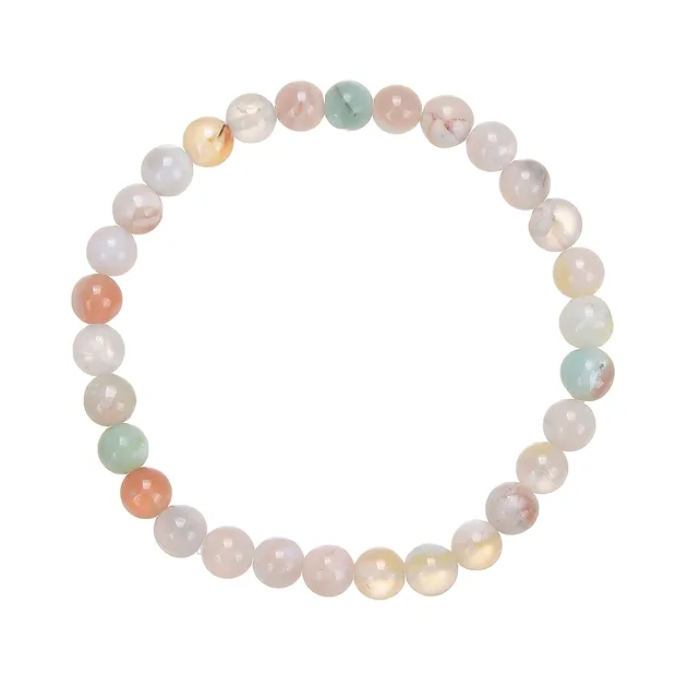 Bracelet, cherry blossom agate, 06mm beads | wholesaler gems & healing stones