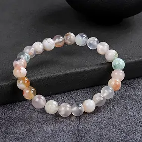 Bracelet, cherry blossom agate, 08mm beads | wholesaler gems & healing stones