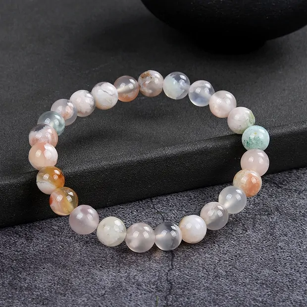 Bracelet, Agate fleur de cerisier, 08mm perles rondes | Marco Schreier