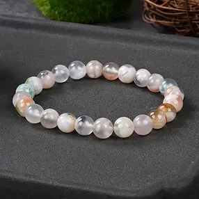 Bracelet, cherry blossom agate, 08mm beads | wholesaler gems & healing stones