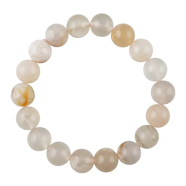 Bracelet, agate fleur de cerisier, boules en perles rondes de 10mm | Marco Schreier