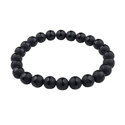 0663650138 Bracelet, Agate noire (teintée), 08mm boules, motif Saturne | Marco Schreier