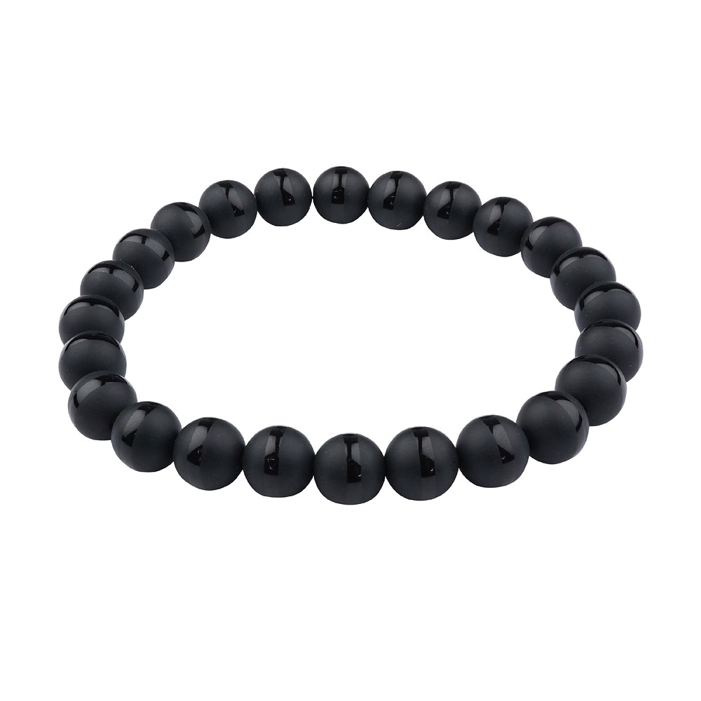 Armband, Achat schwarz (gef.), 08mm Kugeln, Saturn-Muster | Marco Schreier