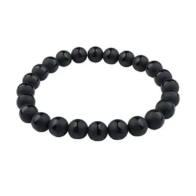Bracelet, black Agate (dyed), 08mm beads, Saturn pattern | Marco Schreier