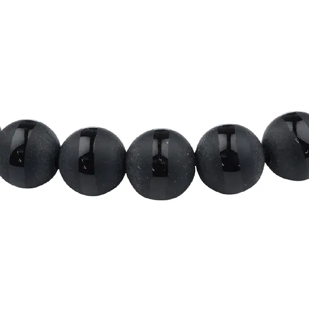 Bracelet, Agate noire (teintée), 06mm boules, motif Saturne | Marco Schreier