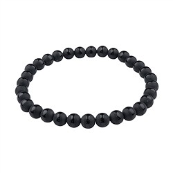 0663650188 Bracelet, Agate noire (teintée), 06mm boules, motif Saturne | Marco Schreier