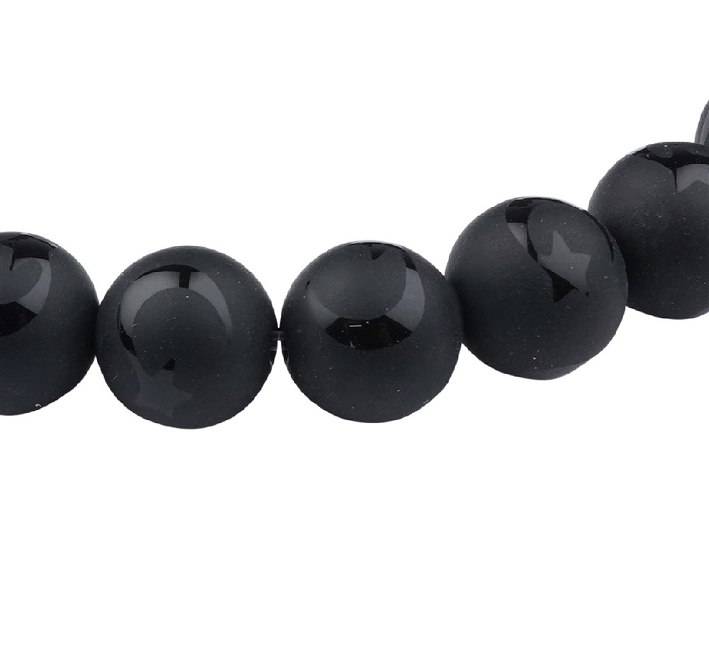 Bracelet, black Agate (dyed), 08mm beads, star tail | Marco Schreier