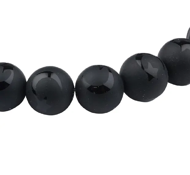 Bracelet, black Agate (dyed), 08mm beads, star tail | Marco Schreier