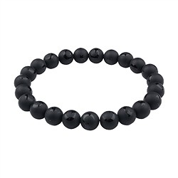 0663650305 Bracelet, Agate noire (teintée), 08mm boules, queue en étoile | Marco Schreier