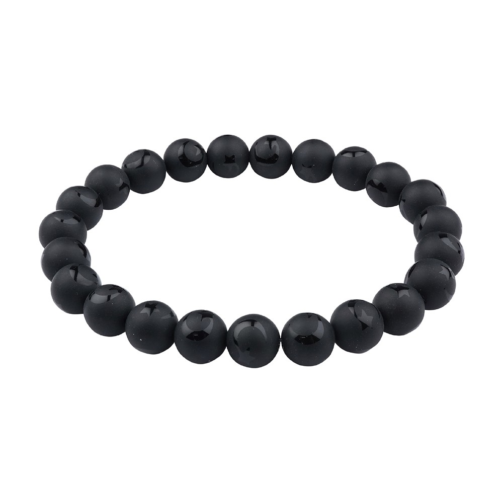 Bracelet, black Agate (dyed), 08mm beads, star tail | Marco Schreier