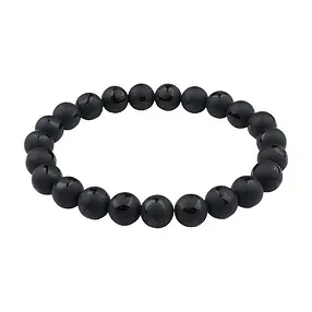Bracciale, Agata nera (set), perline 08 mm, coda a stella | Marco Schreier