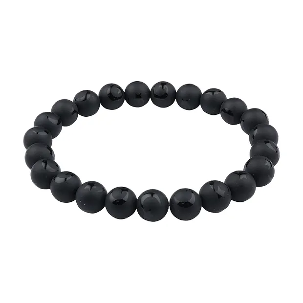 Pulsera, Ágata negra (teñido), 08mm cuentas, cola de estrella | Marco Schreier