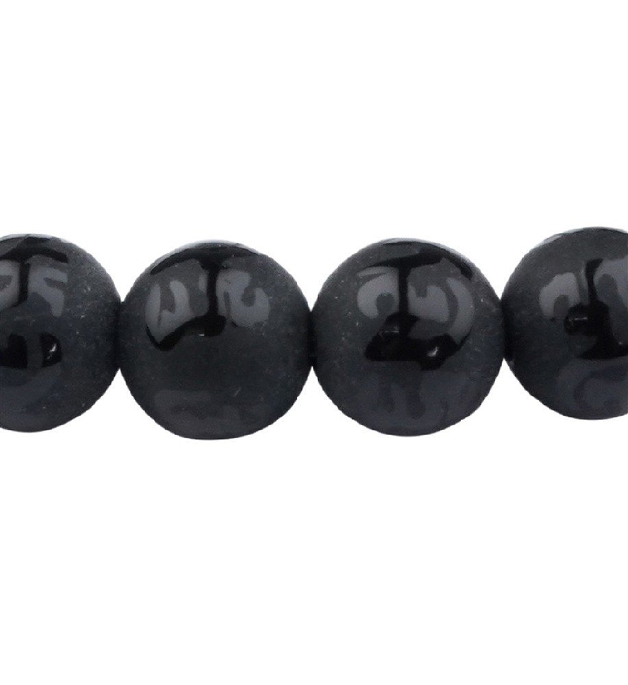 Pulsera, Ágata negra (teñida), 08mm cuentas, mantra | Marco Schreier