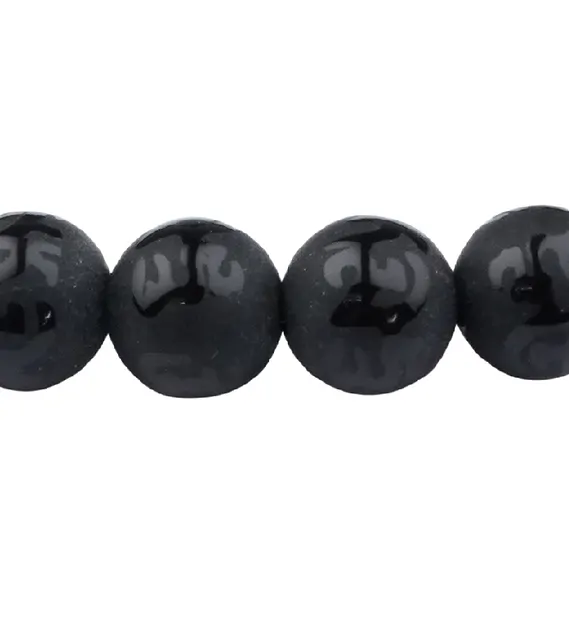 Armband, Achat schwarz (gef.), 08mm Kugeln, Mantra | Marco Schreier
