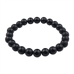 0663650306 Bracelet, Agate noire (teintée), 08mm perles rondes, Mantra | Marco Schreier