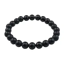 0663650306 Bracciale, Agata nera (smussata), perline da 08 mm, mantra | Marco Schreier