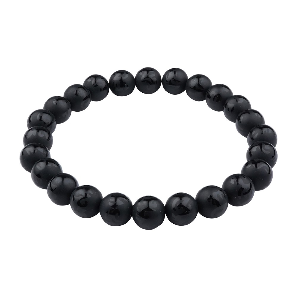 Pulsera, Ágata negra (teñida), 08mm cuentas, mantra | Marco Schreier