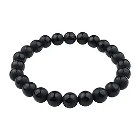 Pulsera, Ágata negra (teñida), 08mm cuentas, mantra | Marco Schreier