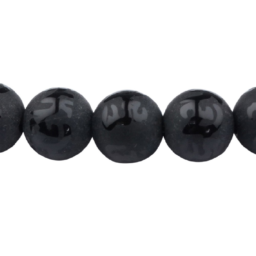 Pulsera, Ágata negra (teñida), cuentas 06mm, mantra | Marco Schreier