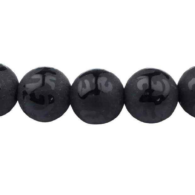 Bracelet, black Agate (dyed), 06mm beads, Mantra | Marco Schreier