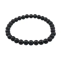 0663650307 Armband, Achat schwarz (gef.), 06mm Kugeln, Mantra | Marco Schreier