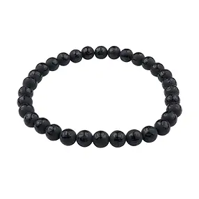 Bracelet, Agate noire (teintée), 06mm perles rondes, Mantra | Marco Schreier