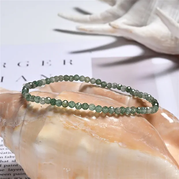 Bracelet, aventurine (transparent), 03mm beads, faceted | Marco Schreier