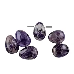0801293014 Drilled amethyst tumbled stone, 2.6 x 3.3 cm (large) | Marco Schreier