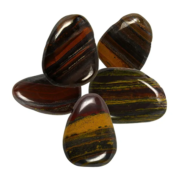 Tumbled Stone Tiger Iron drilled, approx. 2.6 x 3.3 cm | Marco Schreier