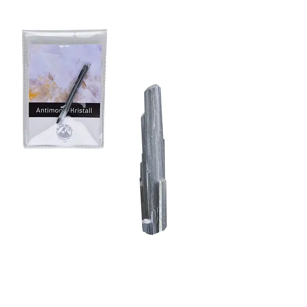 Kristall Antimonit, 05 - 07cm (klein), mit Beileger in Pouch | Marco Schreier