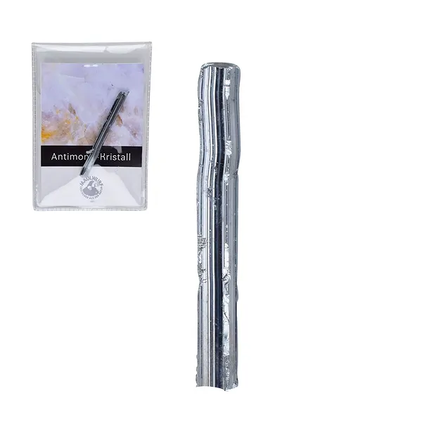 Antimonite en cristal, 07 - 09cm (moyen), avec encart en pochette | Marco Schreier