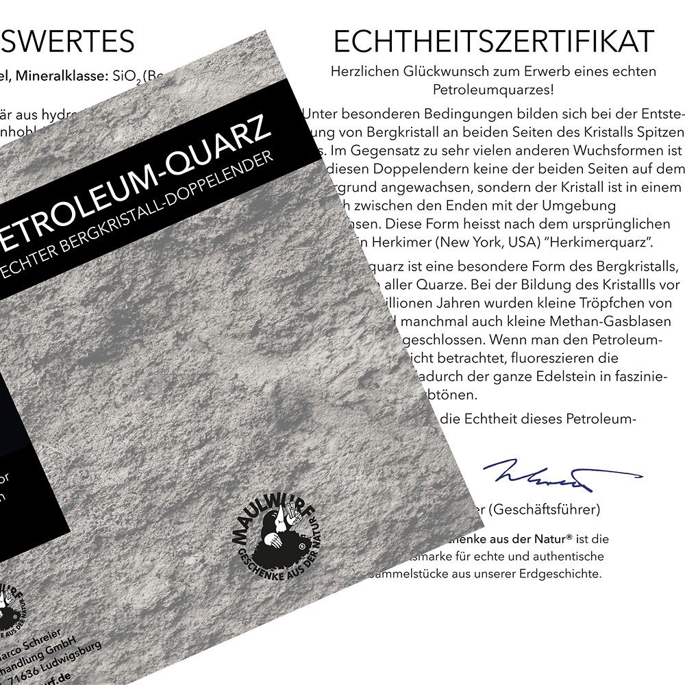 Petroleum-Quarz mit Beileger in Pouch, 1,0 - 1,2cm | Marco Schreier