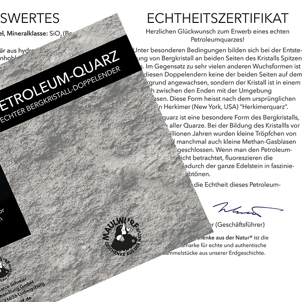 Petroleum-Quarz mit Beileger in Pouch, 1,0 - 1,2cm | Marco Schreier