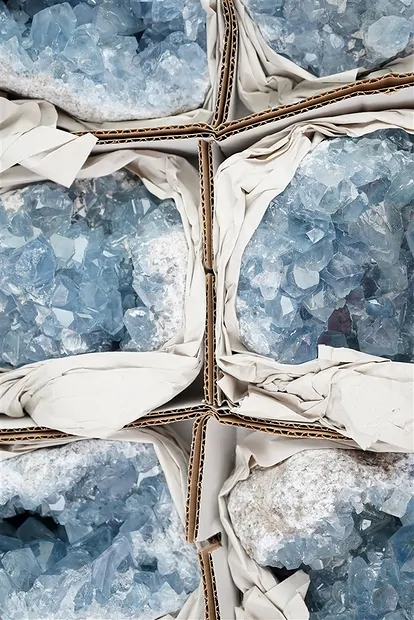 Clusters Coelestine A, 09 - 11cm (9 pcs./ PU) | wholesaler gems & healing stones