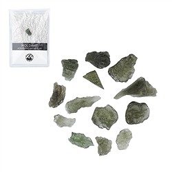 0911202010 Moldavite (5g) with certificate card in pouch | wholesaler gems & healing stones