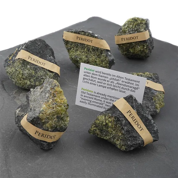 Mini Piedras en bruto planas Peridoto, 3.0 - 4.5cm (12 - 15 unid./VE) | Marco Schreier