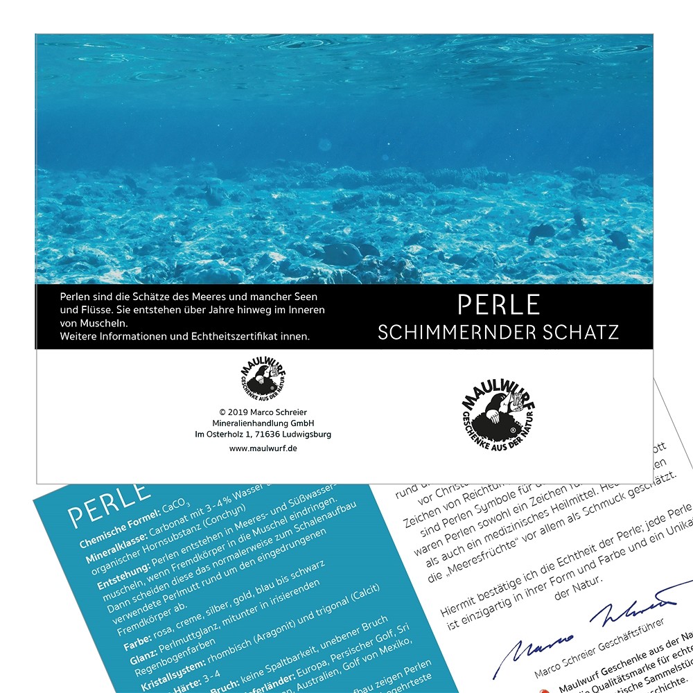 Perle 3,0-5,0cm (groß) mit Zertifikatskarte in Pouch | Marco Schreier