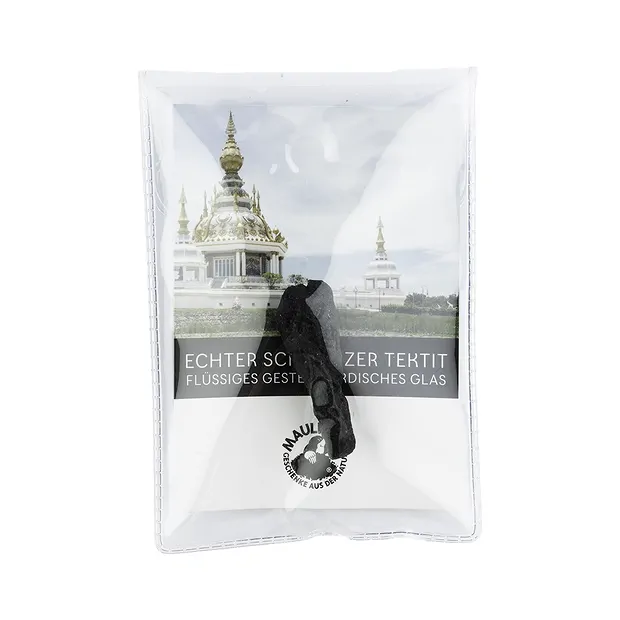 Tektite with insert in pouch, 4.5 cm | wholesaler gems, healing stones & jewelry